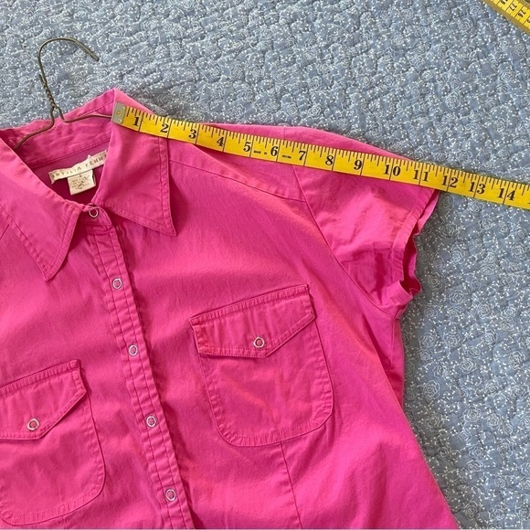Antilia Femme Top Snap Closure Vibrant Pink Short Sleeve Western Size S - Picture 7 of 8